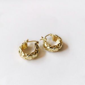 Geometric Thick Weave Gold Chunky Hoop Earrings